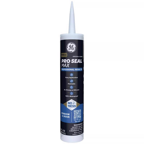 GE Pro Max Crystal Clear Silicone 1 Window and Door Caulk Sealant 9 fl. oz. (Pack of 12)