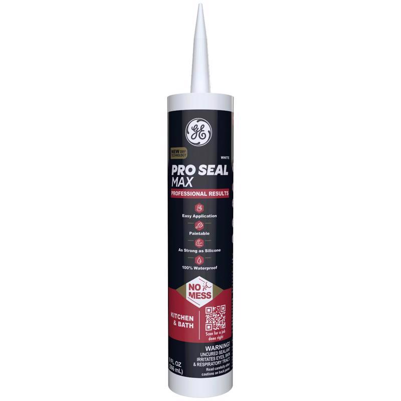 GE Pro Max White Silicone 1 Kitchen and Bath Caulk Sealant 9 fl. oz. (Pack of 12)