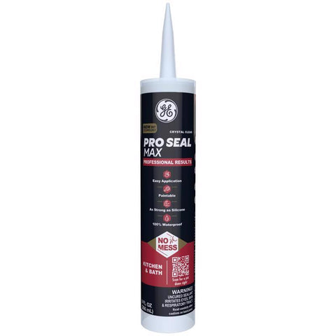 GE Pro Seal Max Crystal Clear Silicone 1 Kitchen and Bath Caulk Sealant 9 fl. oz. (Pack of 12)