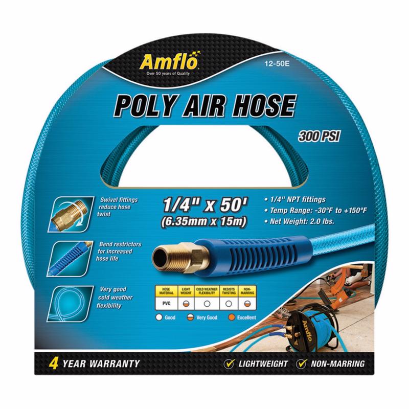 Manguera neumática de poliuretano Amflo de 50 pies, 300 psi, azul