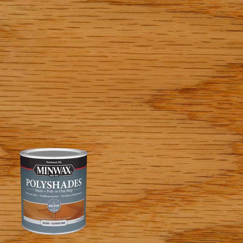 Minwax PolyShades Tinte/Acabado de Poliuretano a Base de Aceite Semitransparente Brillo Roble Clásico 1 qt