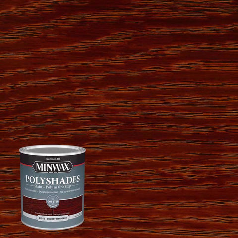 Minwax PolyShades Tinte Caoba de Bombay/Acabado de Poliuretano Semitransparente Brillante 1 qt
