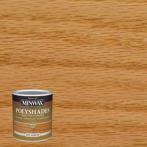 Minwax PolyShades Tinte/Acabado de Poliuretano a Base de Aceite Roble Clásico Satinado Semitransparente 1 qt
