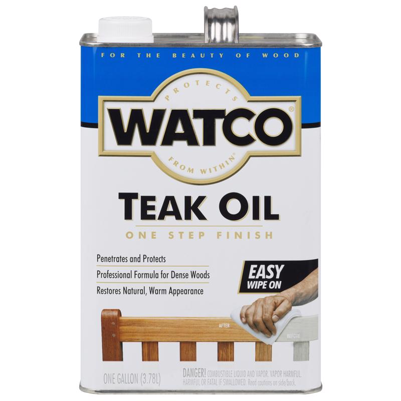 WATCO Transparent Satin Teak Oil-Based Teak Oil 1 gal (Pack of 2)
