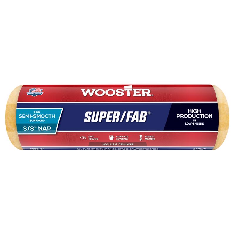 Wooster Super/Fab Knit 9 in. W X 3/8 in. Regular Paint Roller Cover 1 pk (Pack of 12)
