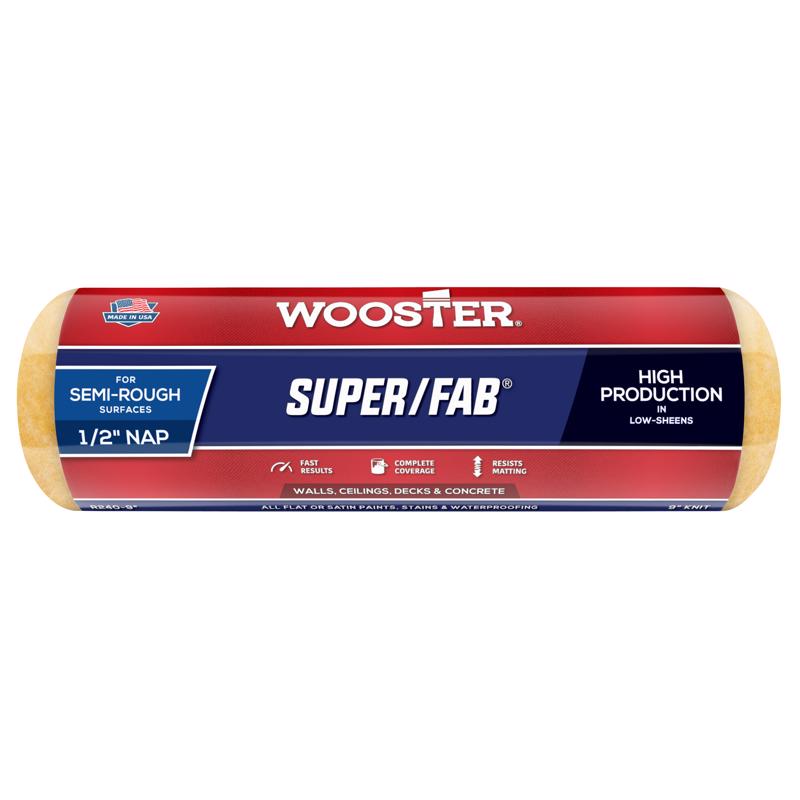 Wooster Super/Fab Knit 9 in. W X 1/2 in. Regular Paint Roller Cover 1 pk (Pack of 12)