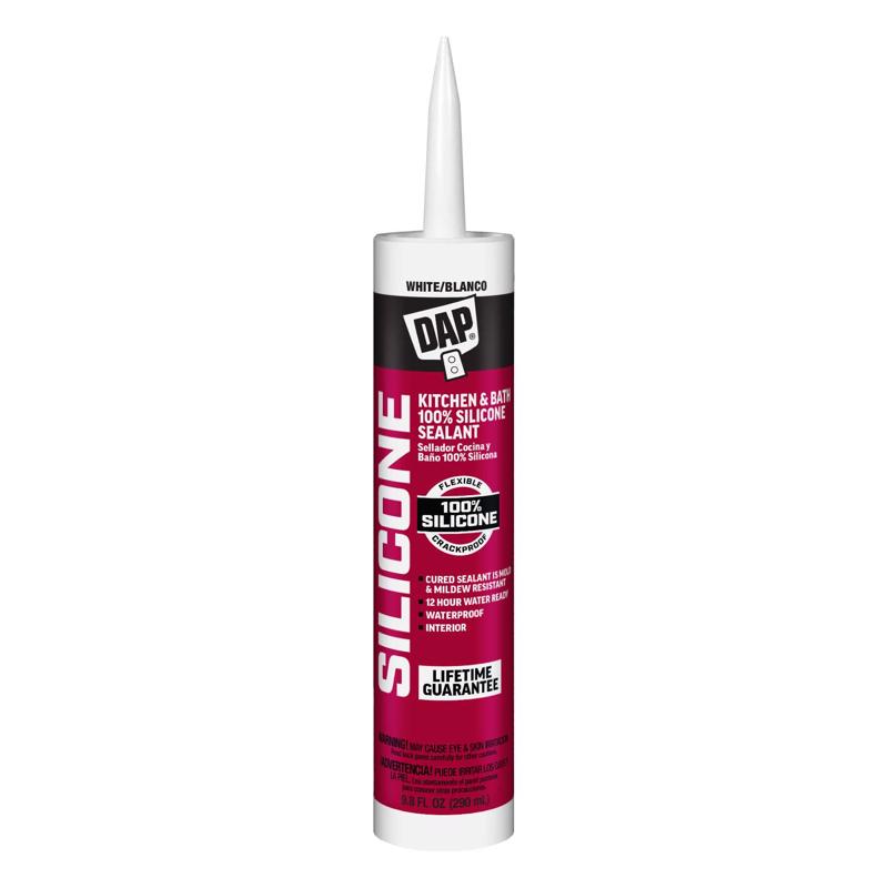 DAP White Silicone Kitchen and Bath Sealant 9.8 oz (Pack of 12)