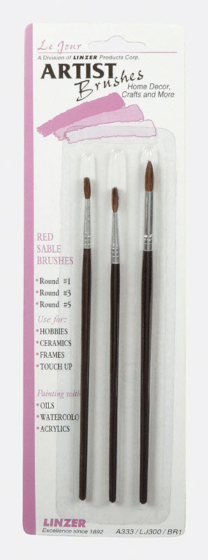 Linzer No. 1/3/5 Round Artist Paint Brush Set (Pack of 12)