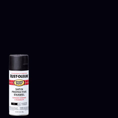 Rust-Oleum Stops Rust Satin Black Spray Paint 12 oz (Pack of 6)