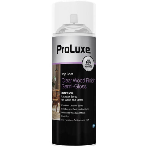 ProLuxe Semi-Gloss Clear Oil-Based Alkyd Wood Finish Lacquer Spray 12.25 oz (Pack of 6)