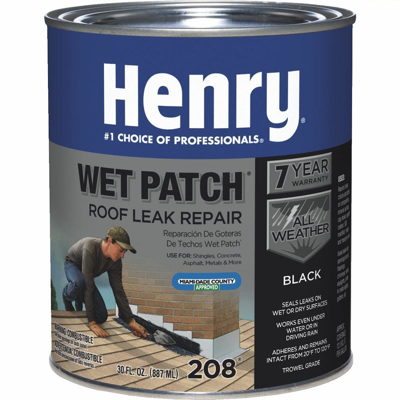 Henry Smooth Black Asphalt All-Weather Roof Cement 30 oz (Pack of 12)