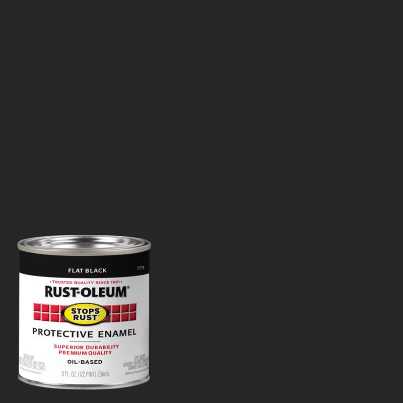 Rust-Oleum Stops Rust Indoor and Outdoor Flat Black Oil-Based Enamel Protective Paint 0.5 pt (Pack of 6)
