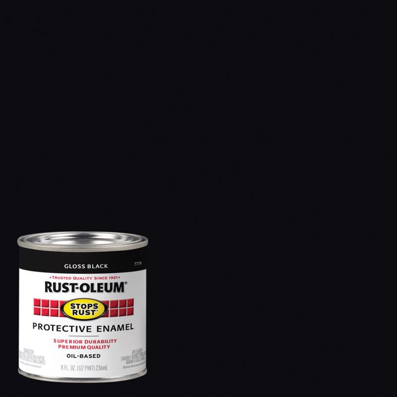 Rust-Oleum Stops Rust Indoor and Outdoor Gloss Black Oil-Based Protective Paint 0.5 pt (Pack of 6)