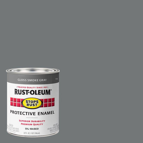 Rust-Oleum Stops Rust Gloss Smoke Gray Oil-Based Protective Paint Exterior and Interior 1 qt (Pack of 2)