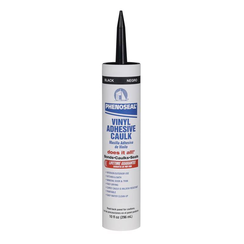 Phenoseal Black Vinyl Kitchen and Bath Adhesive Caulk 10 oz (Pack of 12)