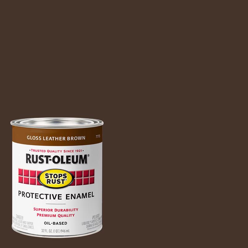 Rust-Oleum Stops Rust Indoor and Outdoor Gloss Leather Brown Oil-Based Protective Paint 1 qt (Pack of 2)
