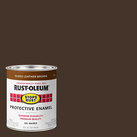 Rust-Oleum Stops Rust Indoor and Outdoor Gloss Leather Brown Oil-Based Protective Paint 1 qt (Pack of 2)