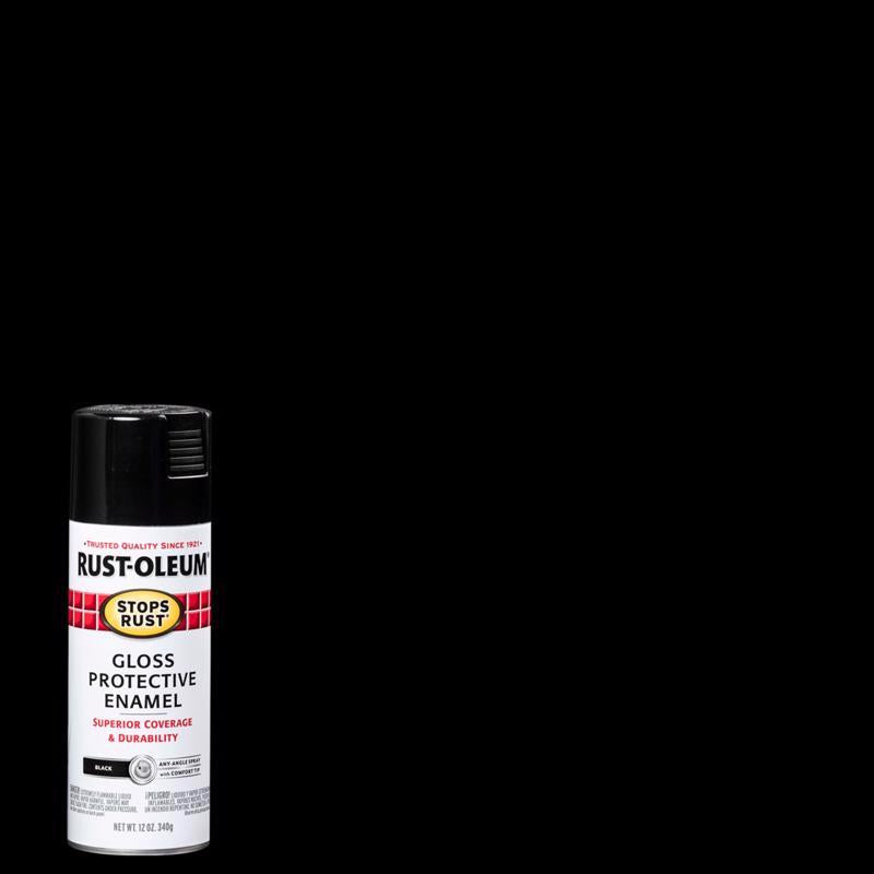 Rust-Oleum Stops Rust Gloss Black Spray Paint 12 oz (Pack of 6)