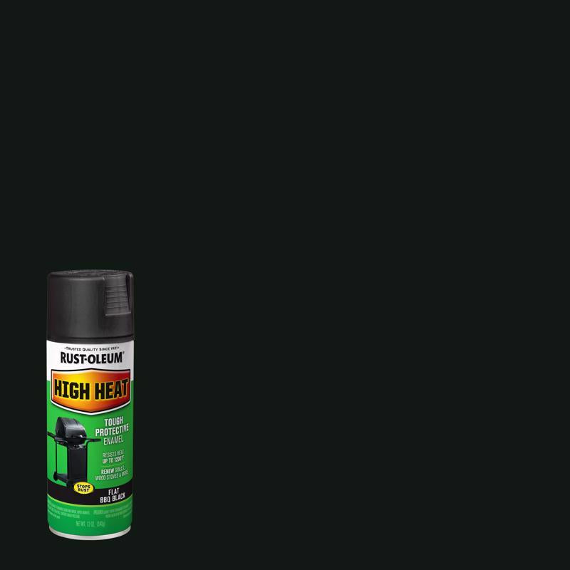 Rust-Oleum Specialty Flat Bar-B-Que Black High Heat Spray Paint 12 oz (Pack of 6)