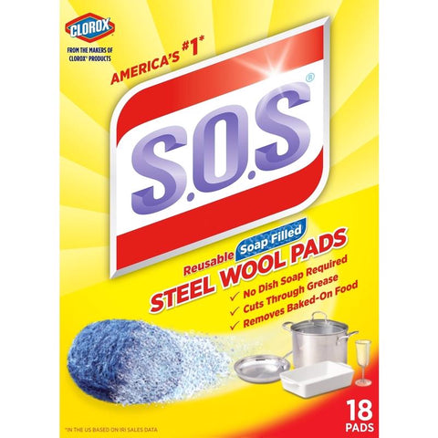 S.O.S Heavy Duty Steel Wool Pads For Multi-Purpose 6.45 in. L 18 pk
