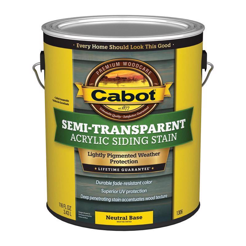 Cabot Semi-Transparent Acrylic Semi-Transparent Tintable Neutral Base Water-Based Acrylic Siding Sta (Pack of 4)