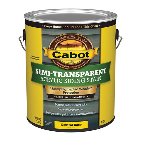 Cabot Semi-Transparent Acrylic Semi-Transparent Tintable Neutral Base Water-Based Acrylic Siding Sta (Pack of 4)