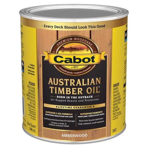 Cabot Australian Timber Oil Transparent Amberwood Oil-Based Australian Timber Oil 1 qt (Pack of 4)