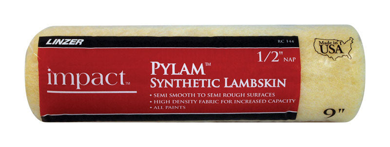 Linzer Impact Pylam Synthetic Lambskin 9 in. W X 1/2 in. Regular Paint Roller Cover 1 pk (Pack of 12)