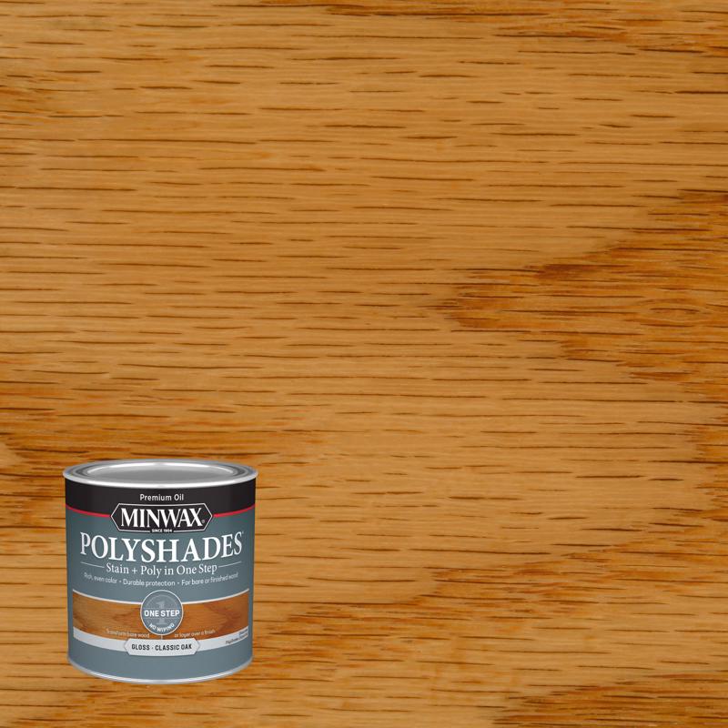 Minwax PolyShades Semi-Transparent Gloss Classic Oak Stain/Polyurethane Finish 1/2 pt (Pack of 4)