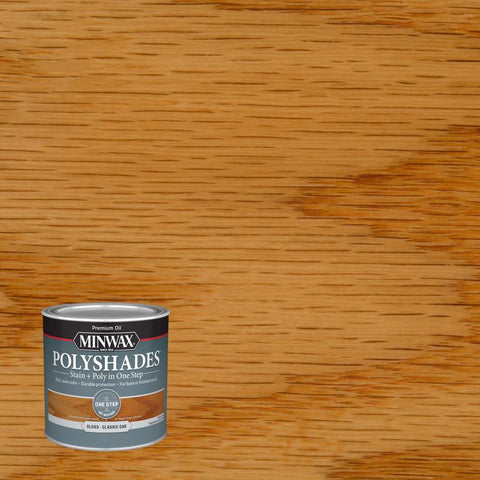 Minwax PolyShades Semi-Transparent Gloss Classic Oak Stain/Polyurethane Finish 1/2 pt (Pack of 4)
