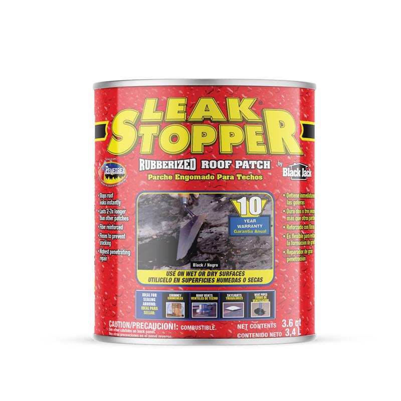 Leak Stopper Gloss Black Rubber Roof Patch 3.6 qt (Pack of 4)