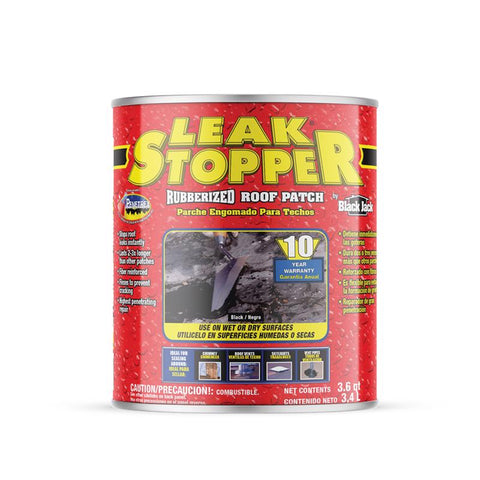 Leak Stopper Gloss Black Rubber Roof Patch 3.6 qt (Pack of 4)