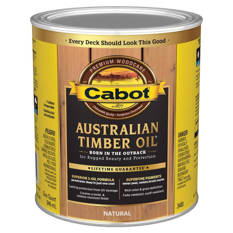 Cabot Australian Timber Oil Transparent Natural Oil-Based Australian Timber Oil 1 qt (Pack of 4)