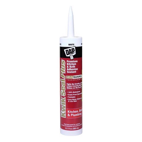 DAP Kwik Seal Plus White Siliconized Latex Kitchen and Bath Sealant and Adhesive 10.1 oz (Pack of 12)