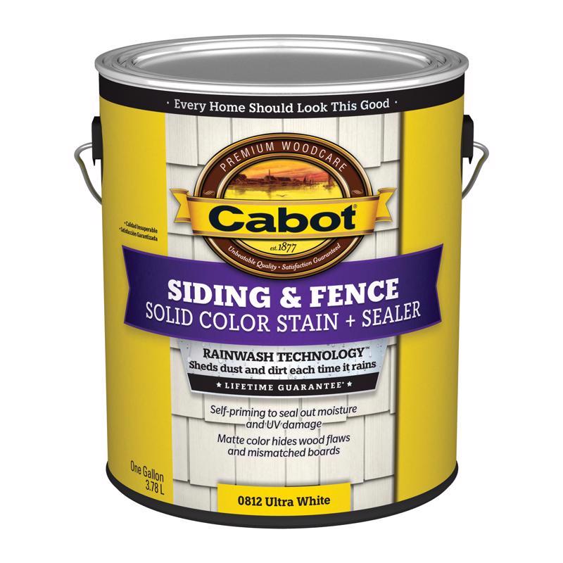 Cabot Siding & Fence Solid Tintable Ultra White Base Water-Based Acrylic Stain and Sealer 1 gal (Pack of 4)