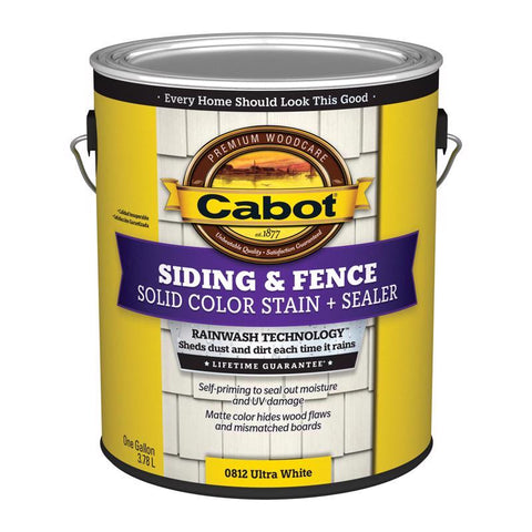 Cabot Siding & Fence Solid Tintable Ultra White Base Water-Based Acrylic Stain and Sealer 1 gal (Pack of 4)