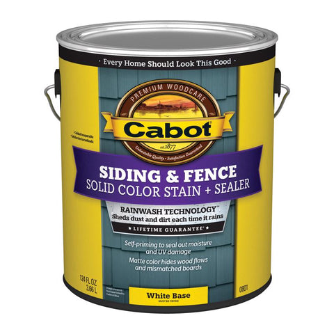 Cabot Siding & Fence Solid Tintable White Base Water-Based Acrylic Stain and Sealer 1 gal (Pack of 4)