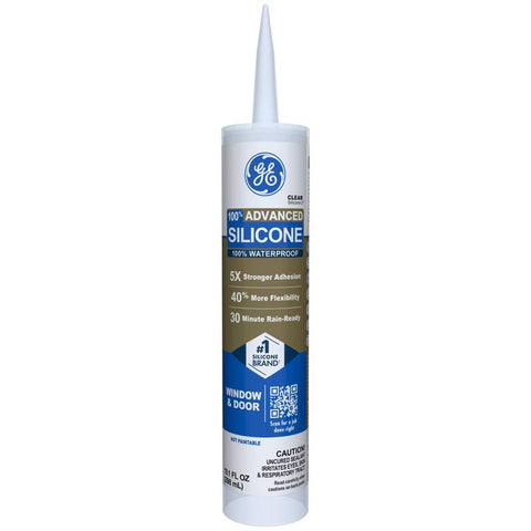 GE Advanced Clear Silicone 2 Window and Door Caulk Sealant 10.1 oz (Pack of 12)
