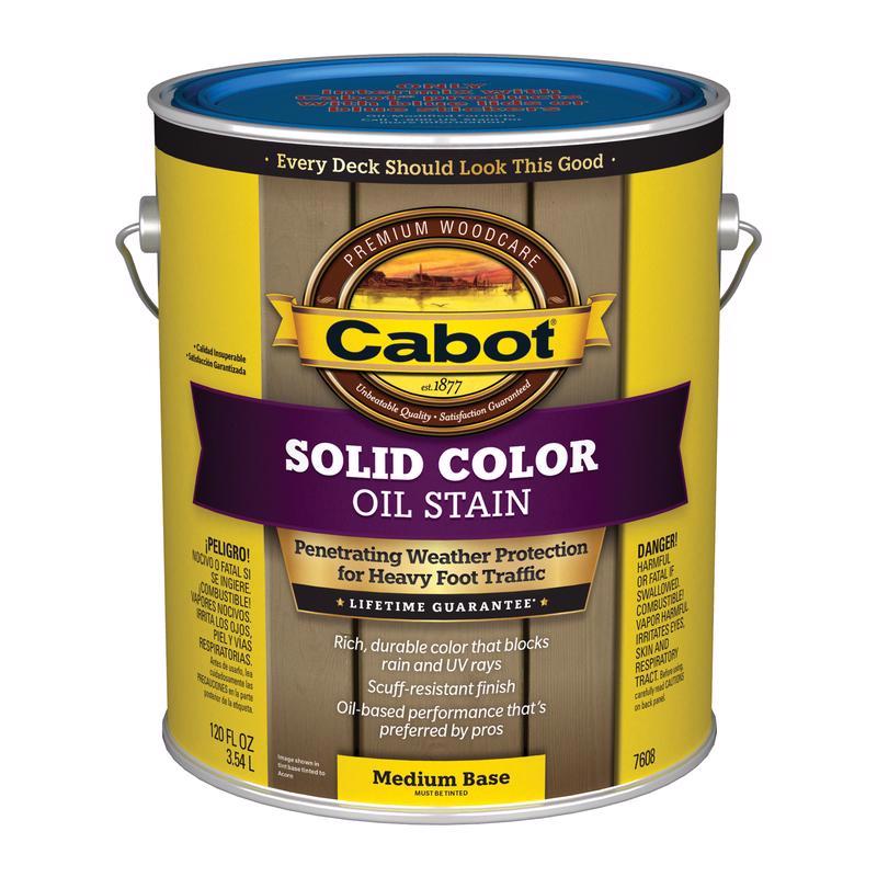 Cabot Solid Color Oil Low VOC Solid Tintable Medium Base Oil-Based Alkyd Deck Stain 1 gal (Pack of 4)