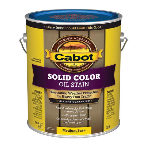 Cabot Solid Color Oil Low VOC Solid Tintable Medium Base Oil-Based Alkyd Deck Stain 1 gal (Pack of 4)