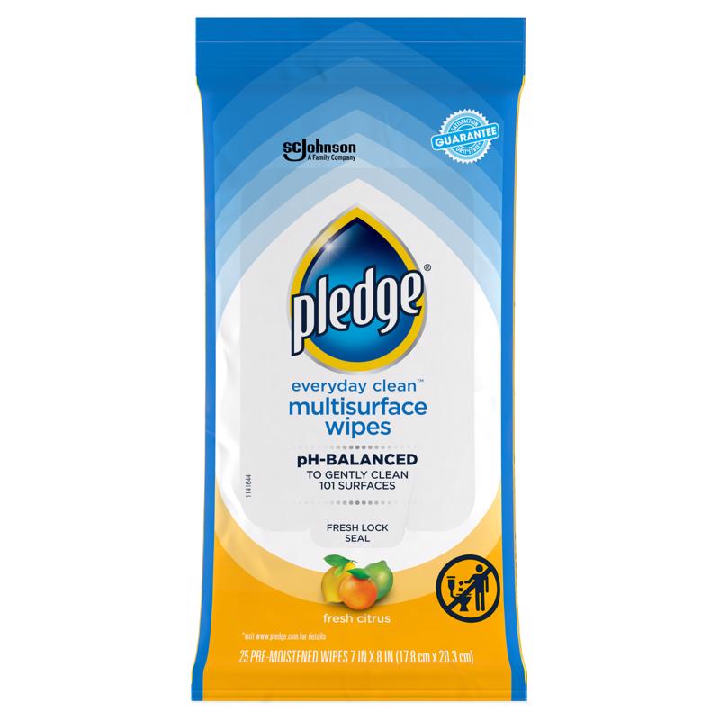 Pledge No Scent Multi-Surface Cleaner Wipes 25 ct (Pack of 12)