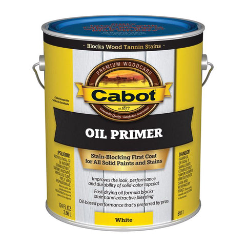 Cabot Oil Primer Low VOC White Solvent-Based Alkyd Primer 1 gal (Pack of 4)
