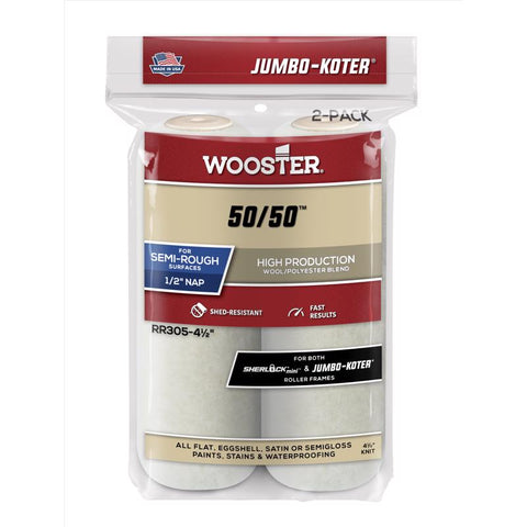 Wooster Jumbo-Koter Lambswool Polyester 4.5 in. W X 1/2 in. Mini Paint Roller Cover 2 pk