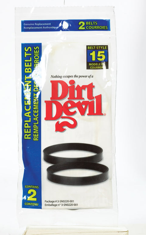 Dirt Devil Vacuum Belt For ultra corded hand vacuums 2 pk Style 15