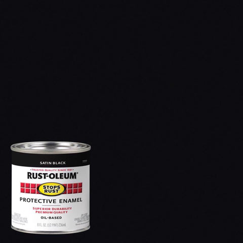 Rust-Oleum Stops Rust Indoor and Outdoor Satin Black Oil-Based Enamel Protective Paint 0.5 pt