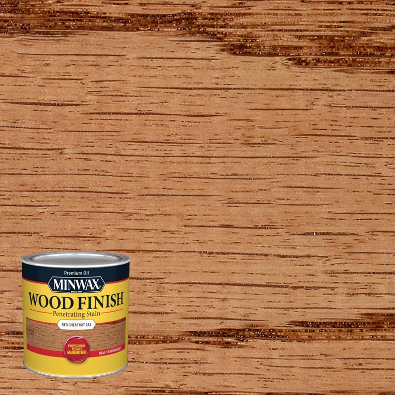Minwax Wood Finish Semi-Transparent Red Chestnut Oil-Based Penetrating Wood Stain 1/2 pt (Pack of 4)