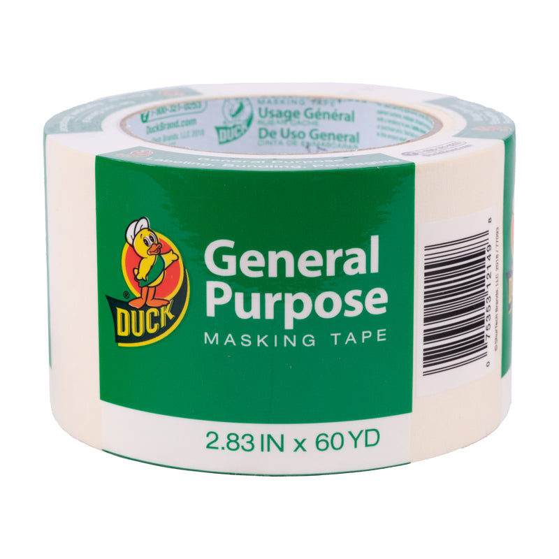 Duck 2.83 in. W X 60 yd L Tan Regular Strength Masking Tape 1 pk (Pack of 8)