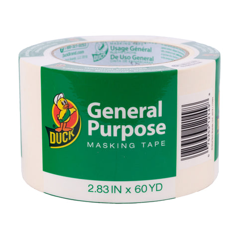 Duck 2.83 in. W X 60 yd L Tan Regular Strength Masking Tape 1 pk (Pack of 8)