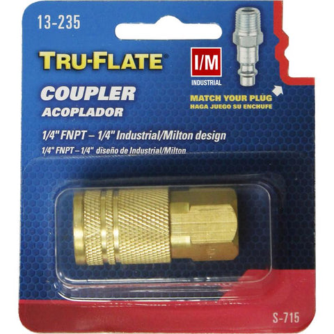 Tru-Flate Brass Quick Change Coupler 1/4 in. FPT X 1/4 in. 1 pc (Pack of 10)