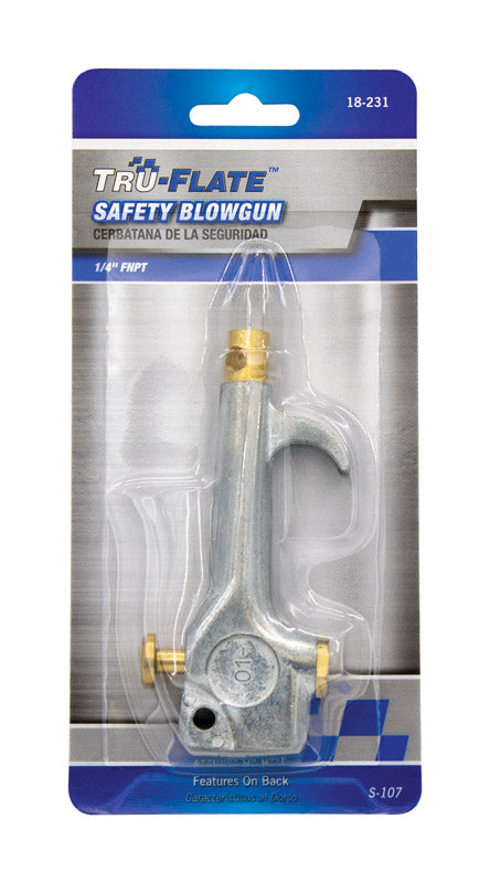 Pistola de soplado con aire de acero Tru-Flate con palanca de seguridad, 1/4 in. NPT